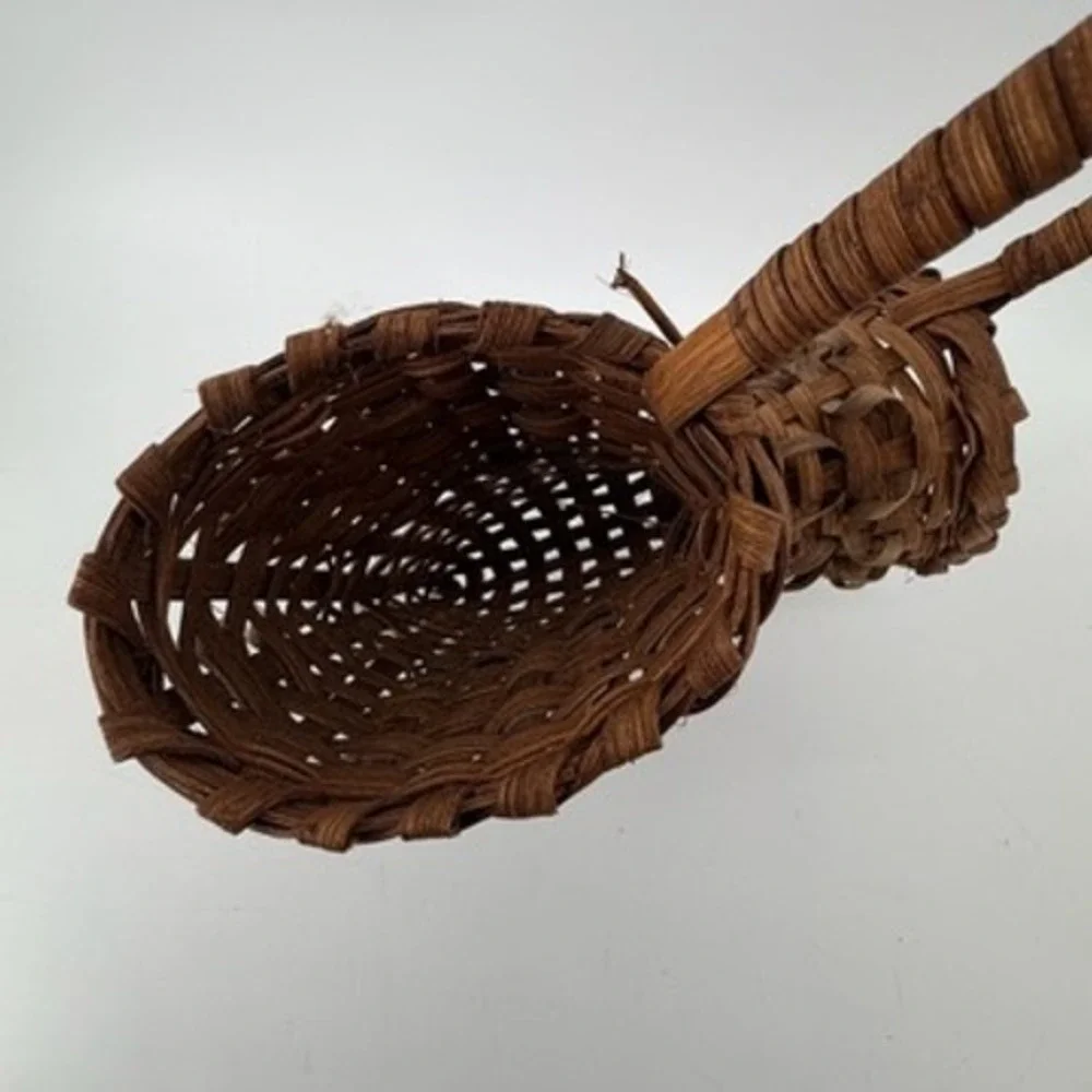 Handmade Woven Wood Heart Basket Brown Rustic Wall Hanging Decor 13.5 inch